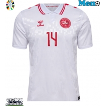 Denmark Mikkel Damsgaard #14 Replica Away Shirt Euro 2024 Short Sleeve